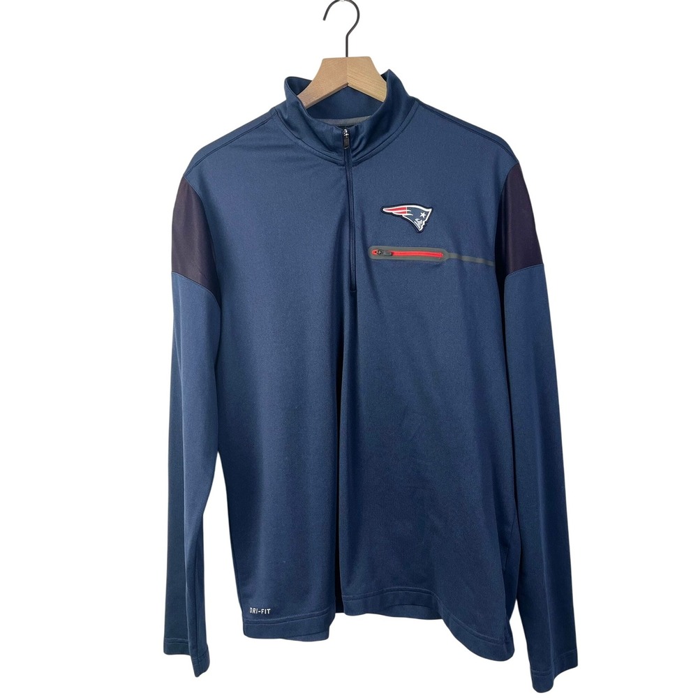 Nike‎ NFL Patriots Dri-FIT Half Zip Pullover Jacket Navy Blue Lightweight Large